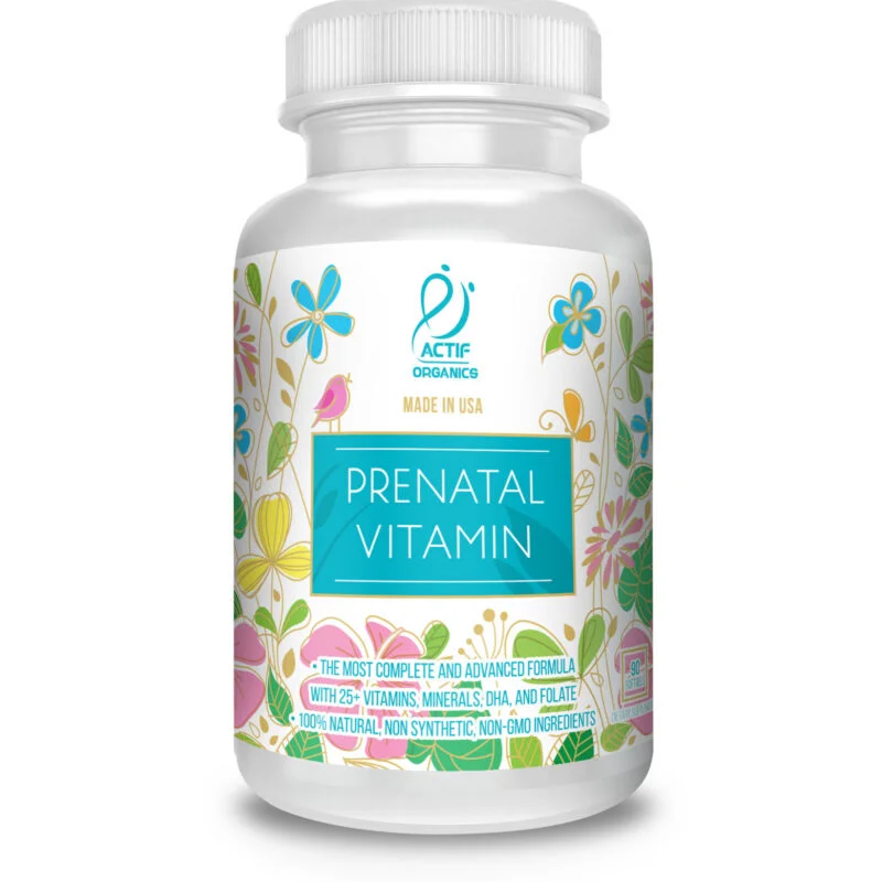 Actif Organic Prenatal Vitamin with 25+ Vitamins and Organic Herbs, Non-GMO, Made in USA, 90 count