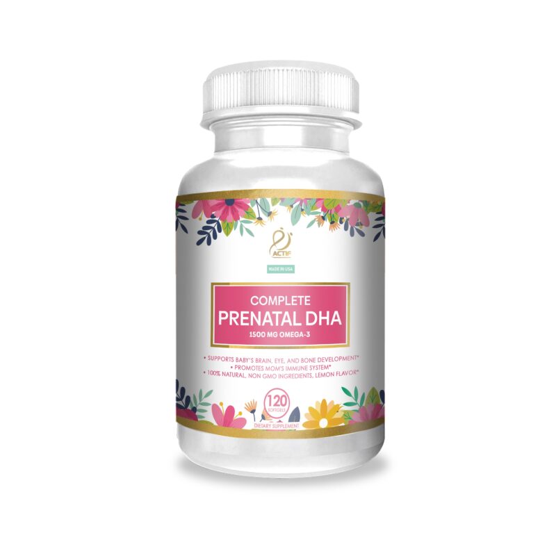 Actif Complete Prenatal DHA with 1500mg Omega-3, 100% Natural, Organic DHA, EPA - Non-GMO, 90 count