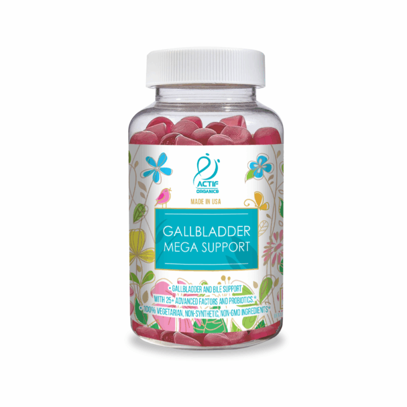 ACTIF Gallbladder Mega Support with 25+ Factors, 10 Billion CFU Probiotics, Bile Support - Made in the USA, 60 Gummies, Strawberry Flavor