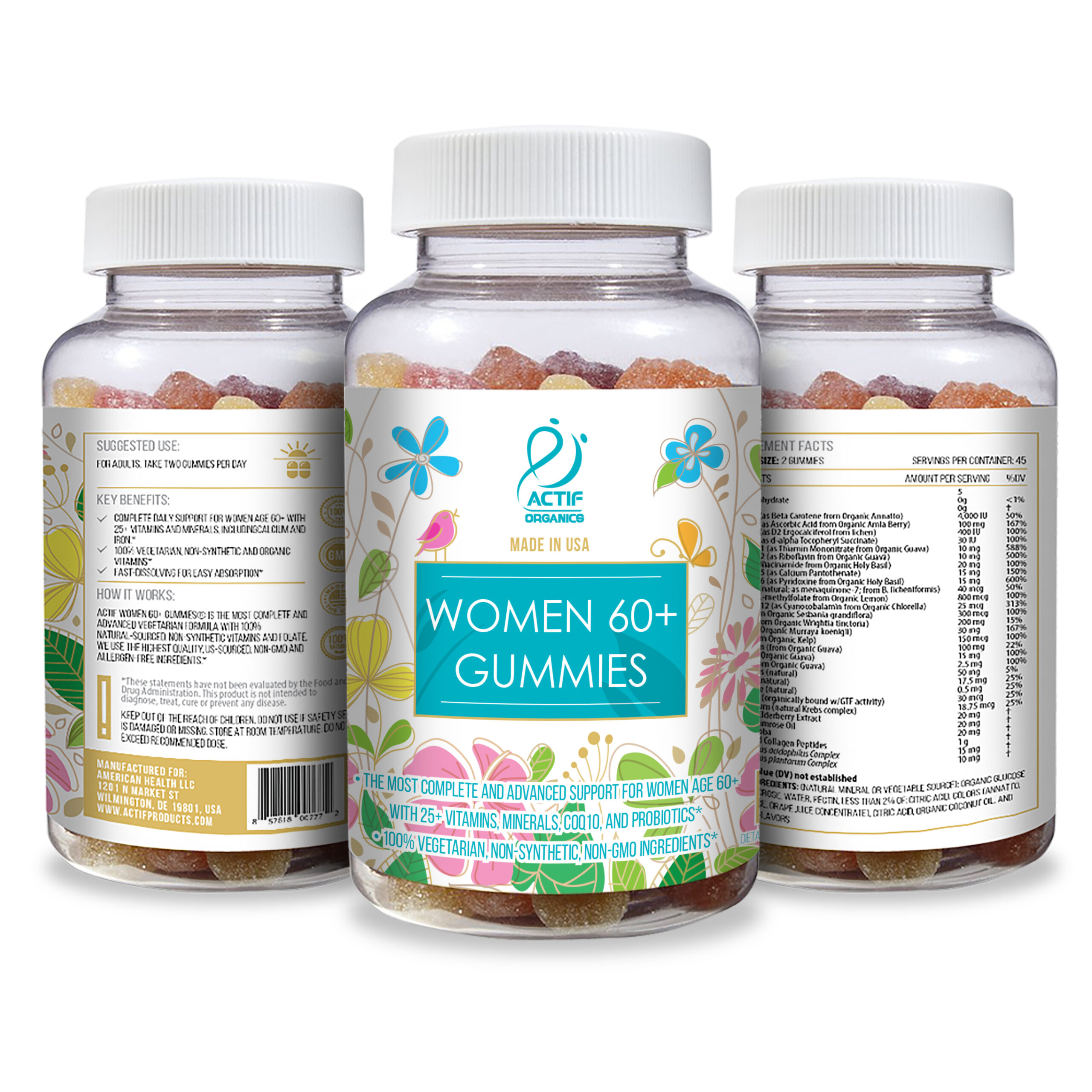ACTIF Women 60+ Gummies with 25+ Advanced Factors and Probiotics - Non GMO, Made in USA, 90 Count - Image 5