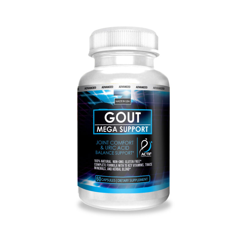 Actif Gout Mega Support with 15 Advanced Factors for Gout and Joint Comfort - Non-GMO, Fast-Acting, Made in USA, 60 Count