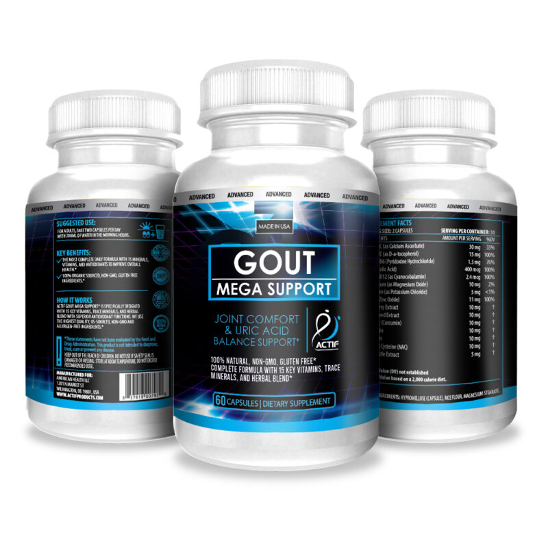 Actif Gout Mega Support with 15 Advanced Factors for Gout and Joint Comfort - Non-GMO, Fast-Acting, Made in USA, 60 Count - Image 3