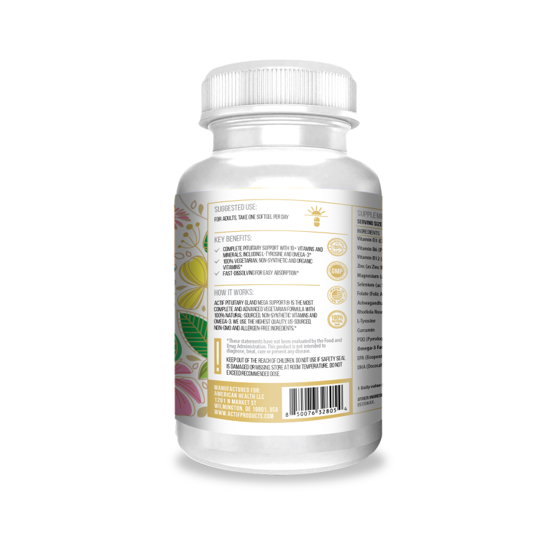 Actif Pituitary Gland Mega Support with 10+ Advanced Factors for Brain Health - Non-GMO, Fast-Acting, Made in USA, 90 Count - Image 5