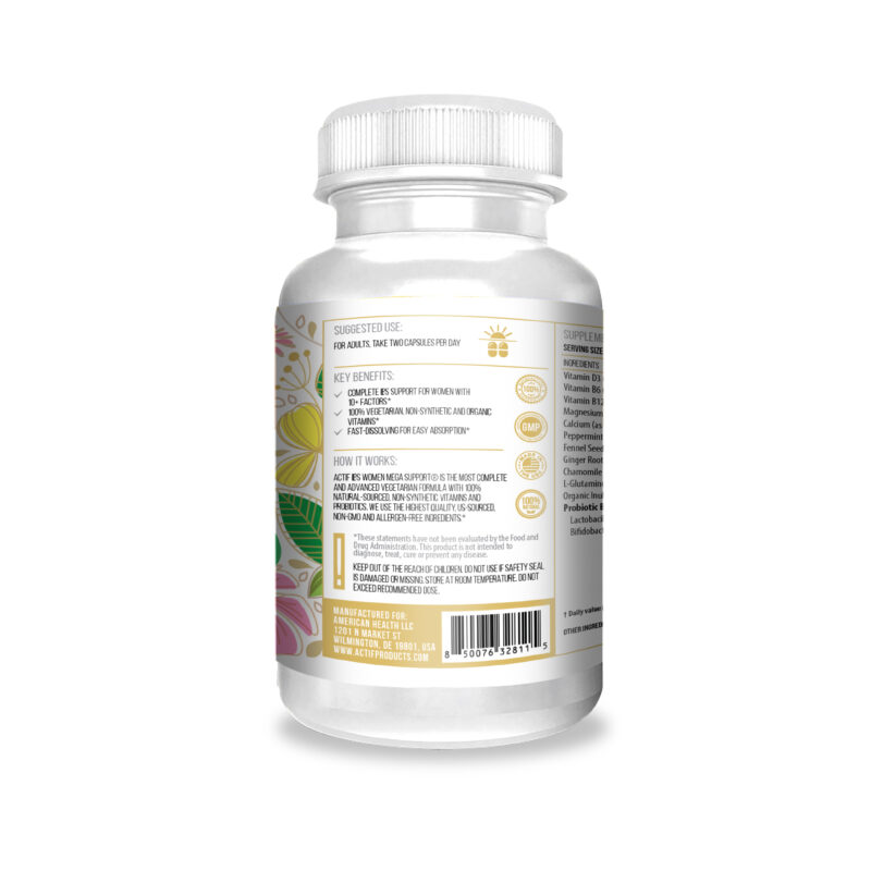 Actif IBS Women Mega Support - Fast Relief for Abdominal Pain, Bloating, Gas - Non-GMO, Made in USA, 60 Count - Image 3