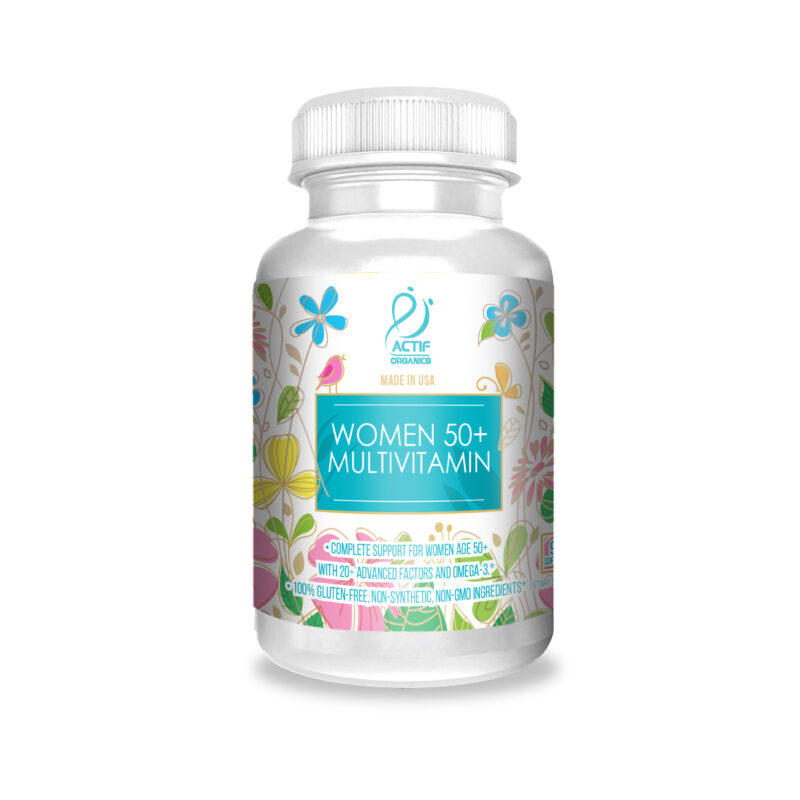 ACTIF Organic Multivitamin for Women Age 50+ with 20+ Advanced Factors and Omega-3 - Non GMO, Made in USA, 90 Count