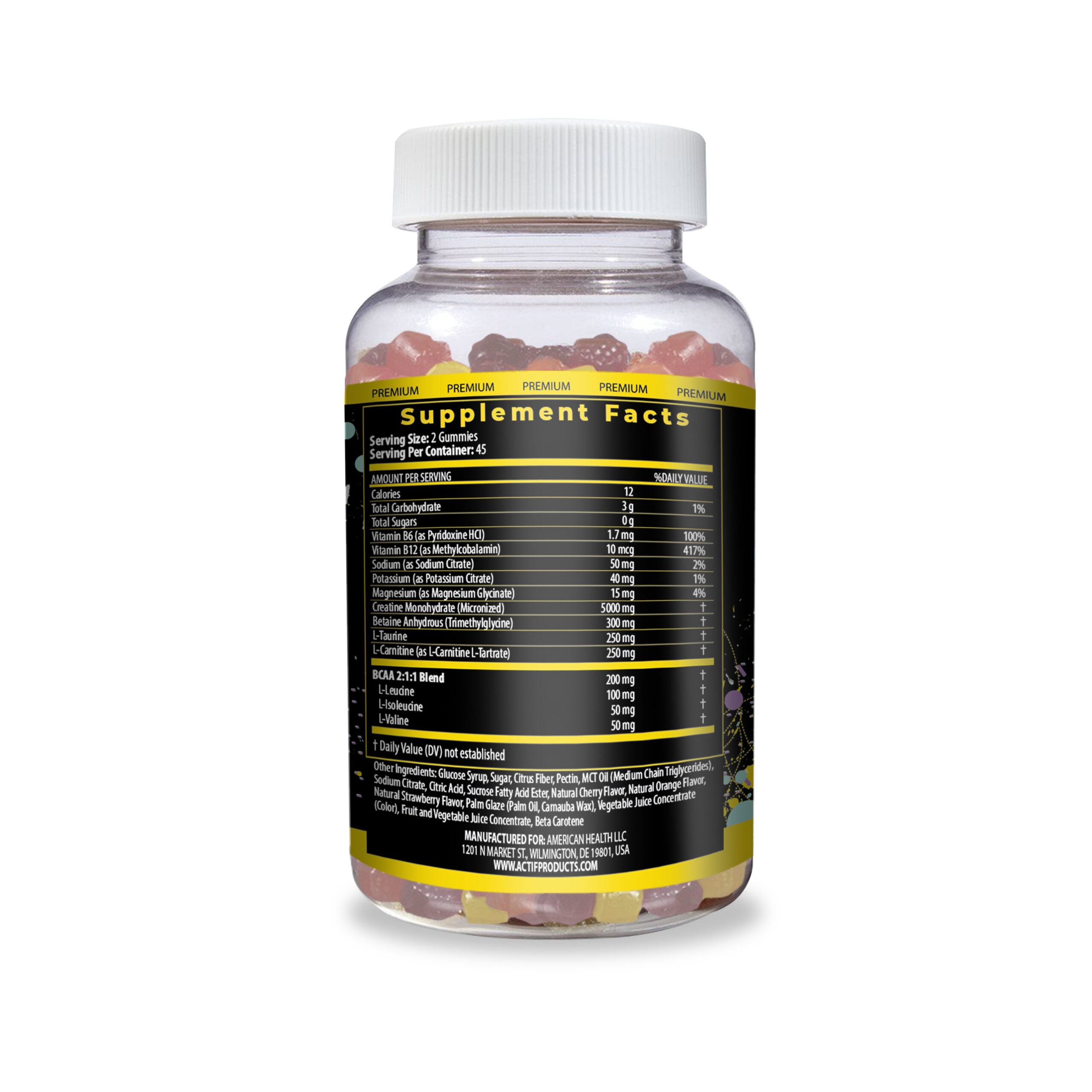 ACTIF Creatine Gummies 6,000 mg with 10+ Advanced Factors - Non GMO, Made in USA, 90 Count - Image 4