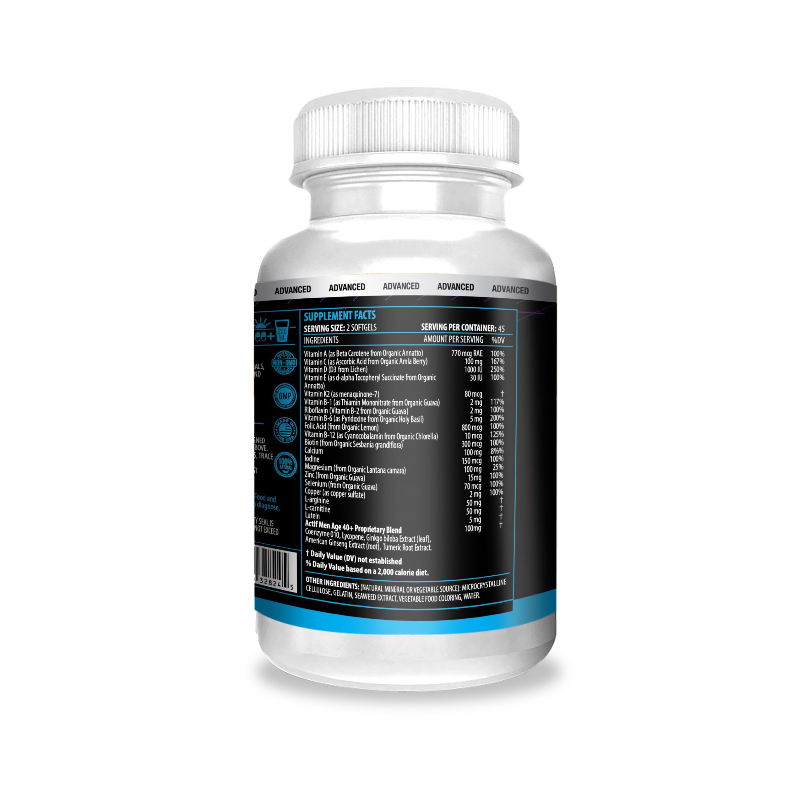 ACTIF Multivitamin for Men Age 40+ with 30 Advanced Factors - Non GMO, Made in USA, 90 Count - Image 4