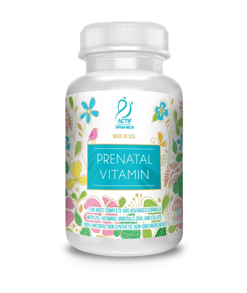 Actif Organic Prenatal Vitamin with 25+ Vitamins and Organic Herbs, Non-GMO, Made in USA, 90 count