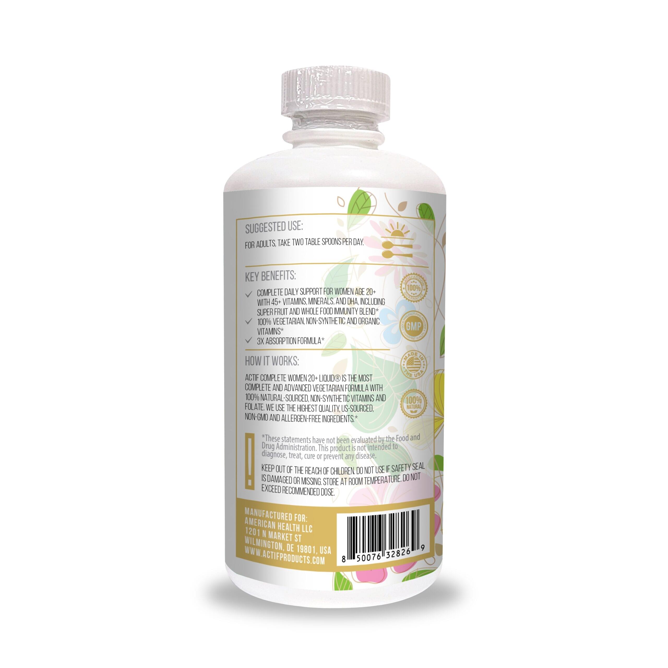 ACTIF Liquid Daily Multivitamin for Women Age 20+ with 45+ Advanced Factors - Non GMO, Made in USA, 32oz - Image 5