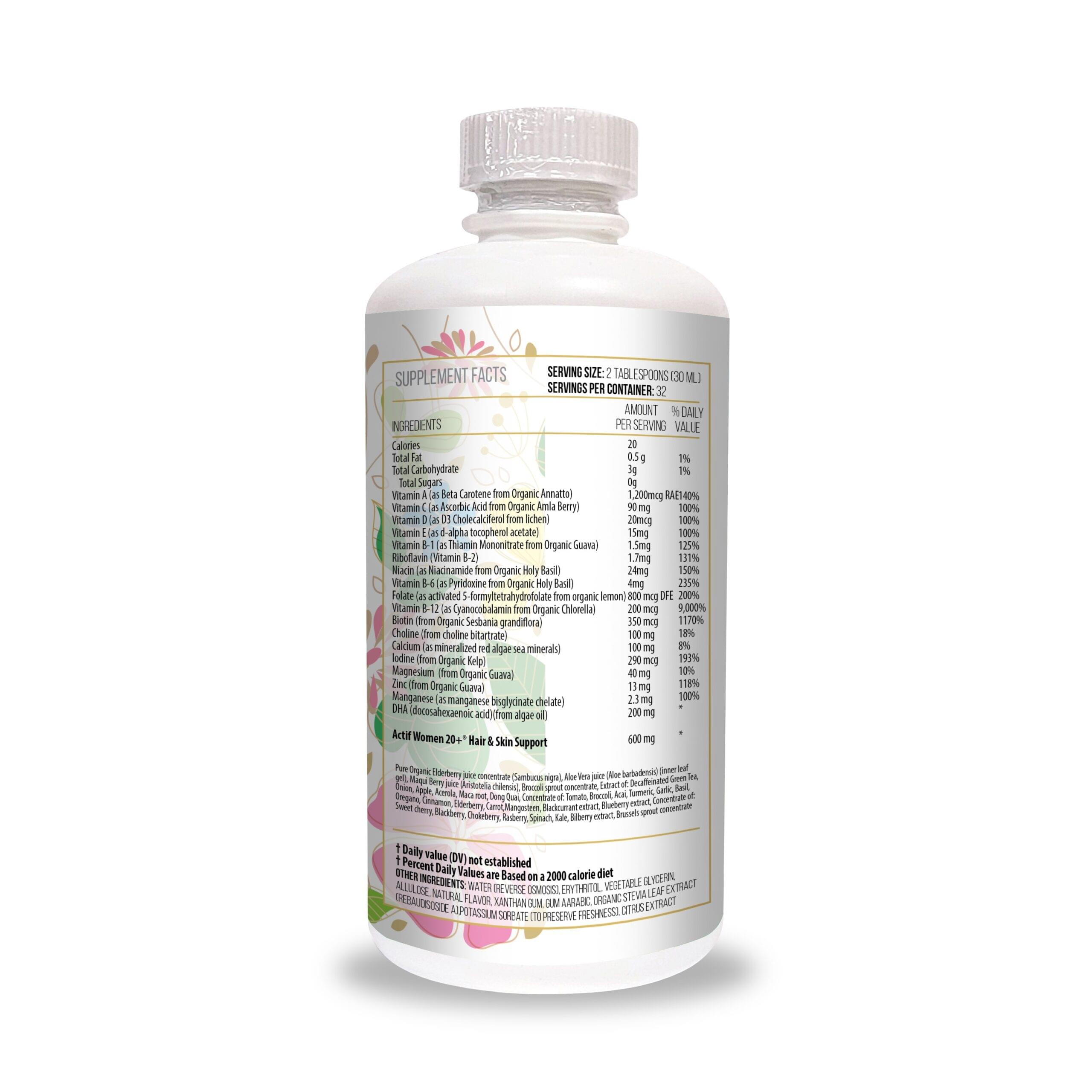 ACTIF Liquid Daily Multivitamin for Women Age 20+ with 45+ Advanced Factors - Non GMO, Made in USA, 32oz - Image 4