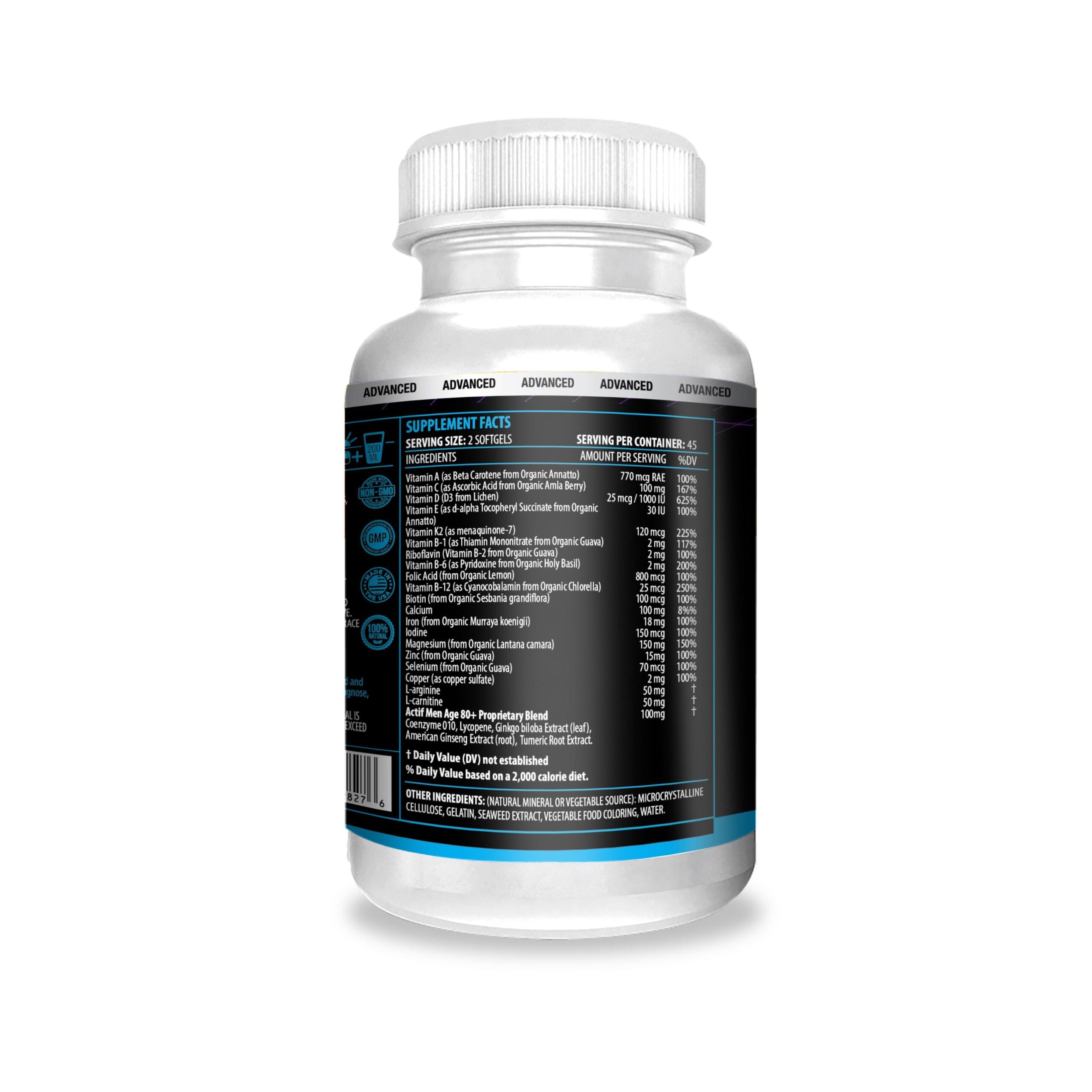 ACTIF Multivitamin for Men Age 80+ with 30 Advanced Factors - Non GMO, Made in USA, 90 Count - Image 4