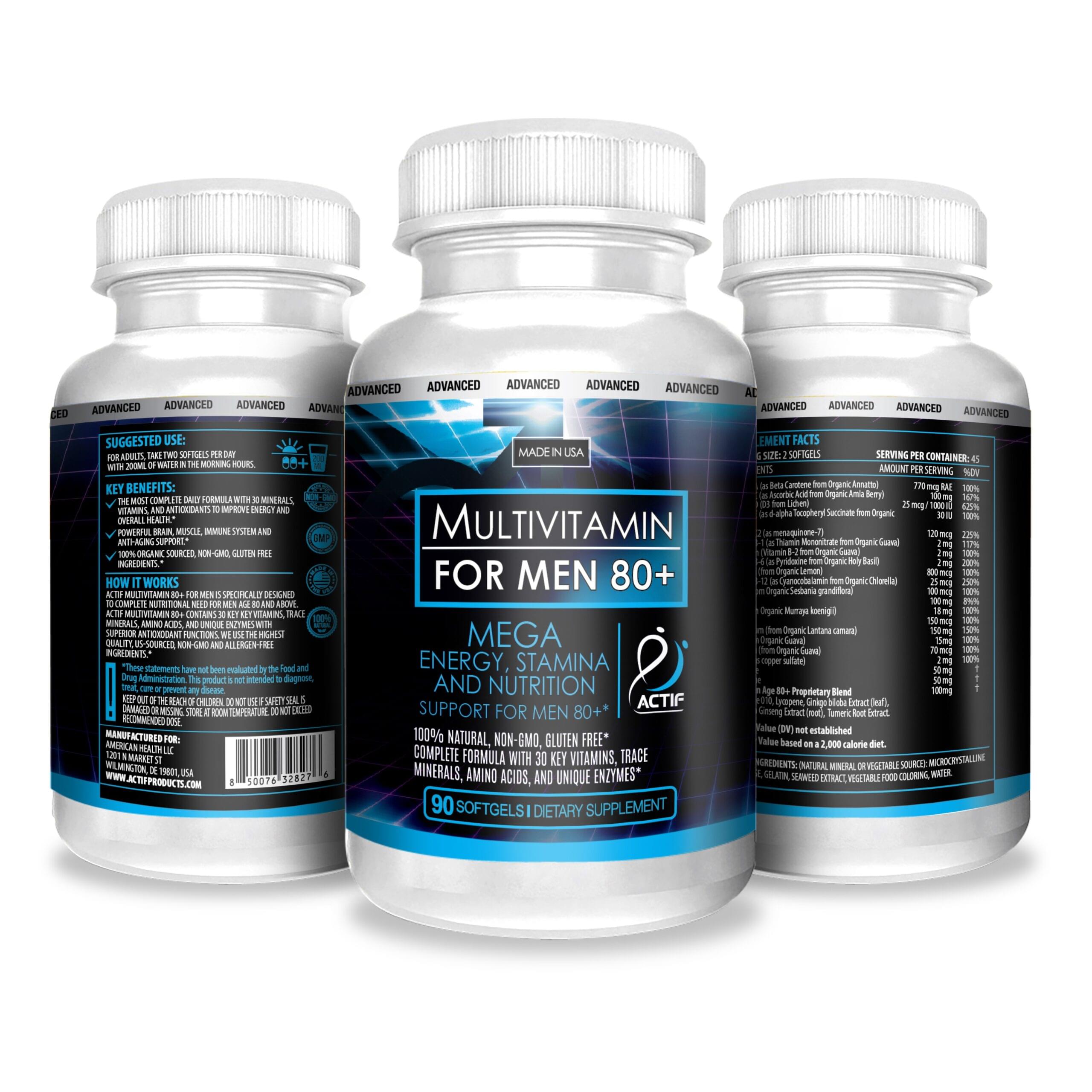 ACTIF Multivitamin for Men Age 80+ with 30 Advanced Factors - Non GMO, Made in USA, 90 Count - Image 3