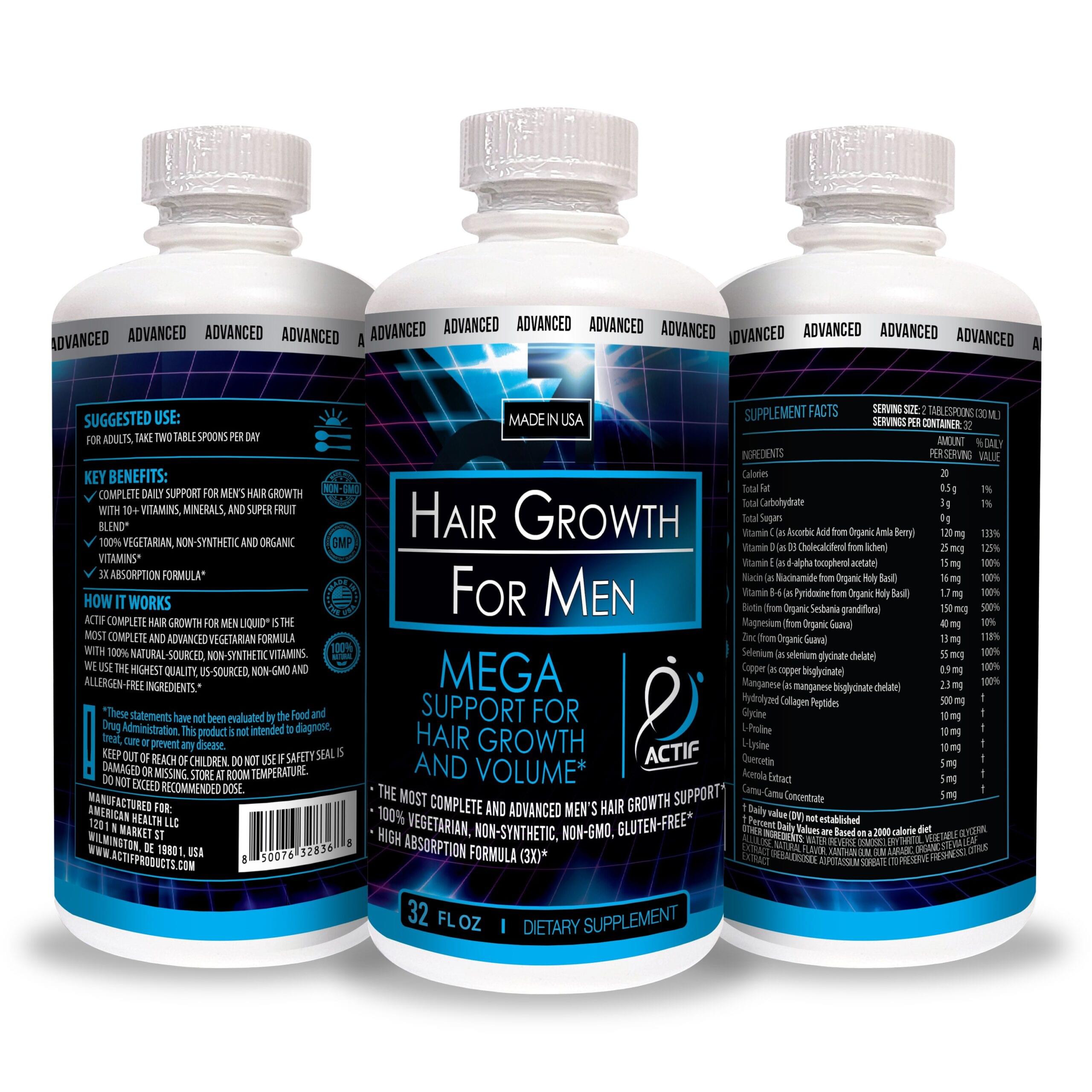 ACTIF Complete HAIR Growth for Men Liquid with 10+ Advanced Factors - Non GMO, Made in USA, 32oz - Image 4